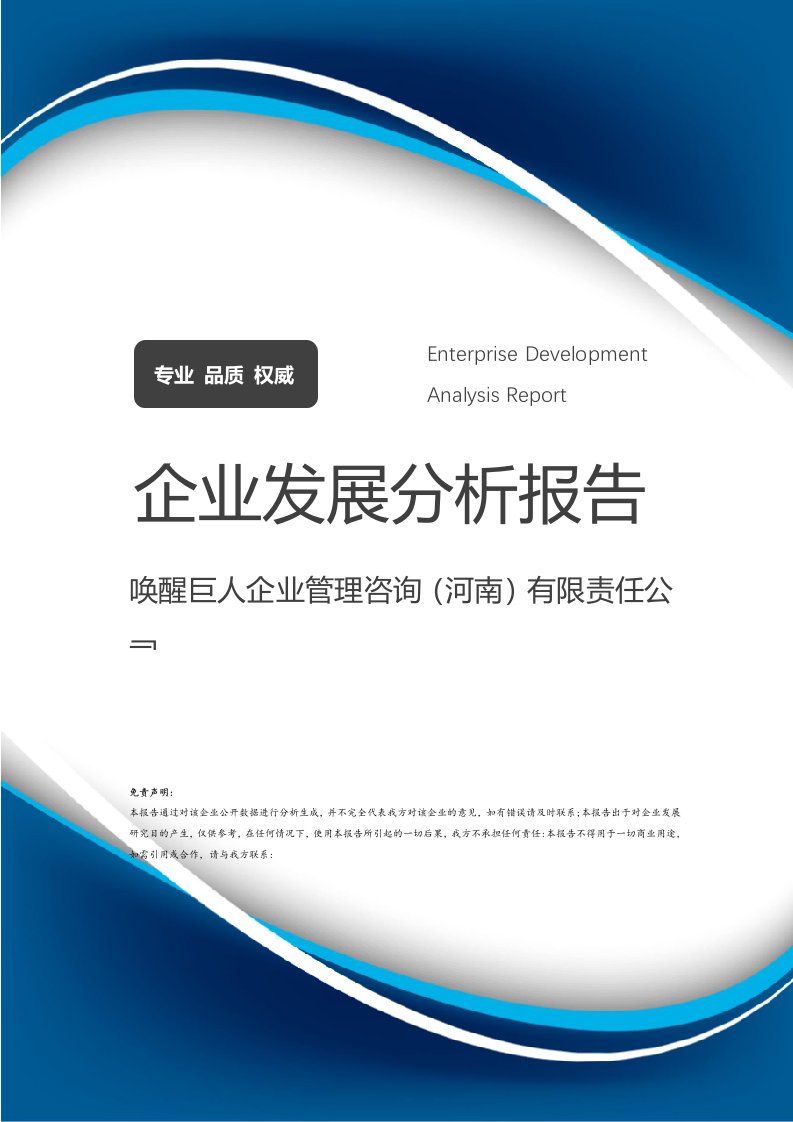 喚醒巨人企業管理咨詢（河南）有限責任公司發展分析與營銷策劃報告